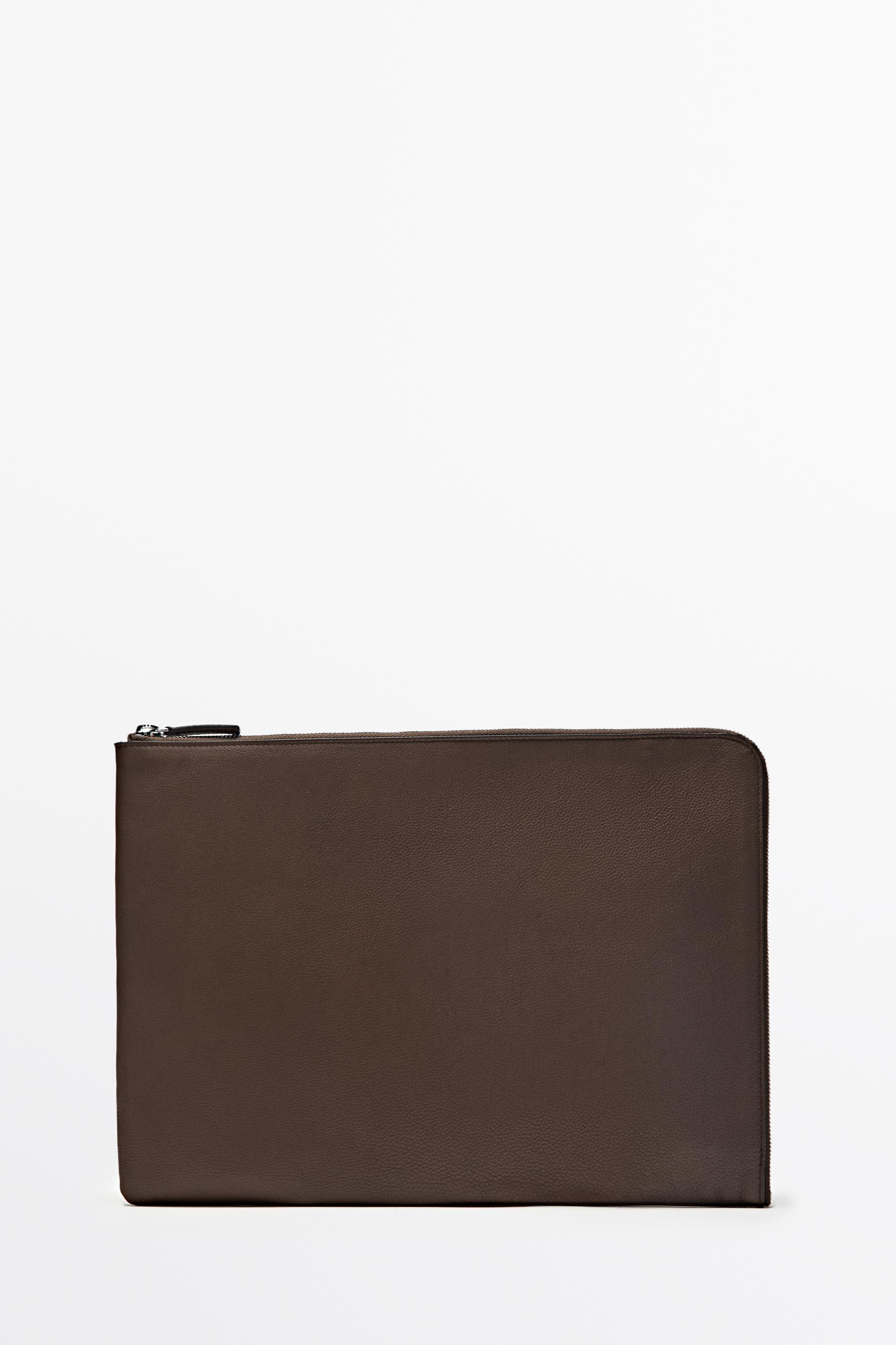 Housse ordinateur portable L en cuir nappa